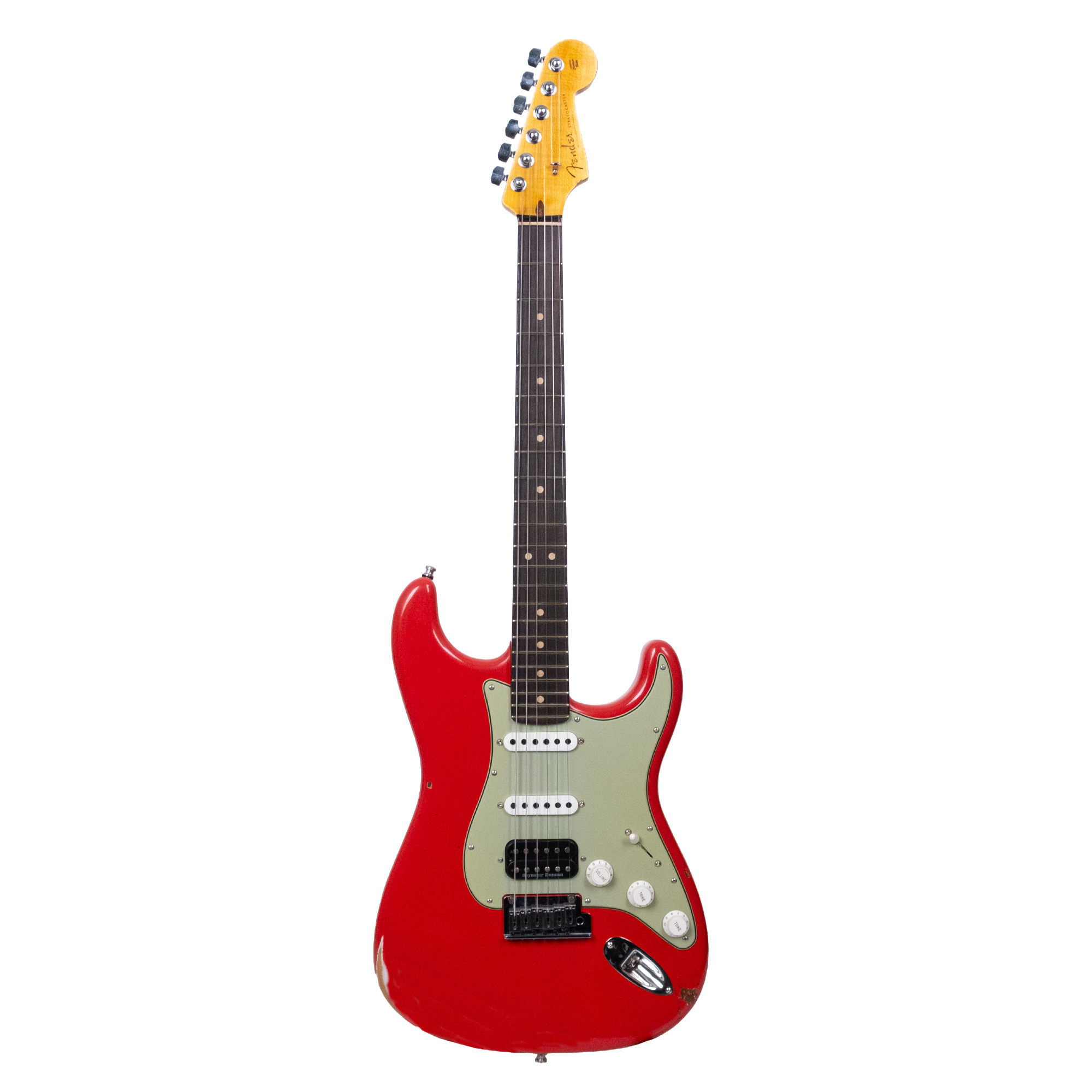 Fender Custom Shop Custom Deluxe Stratocaster HSS Relic Aged Fiesta Red Elektro Gitar